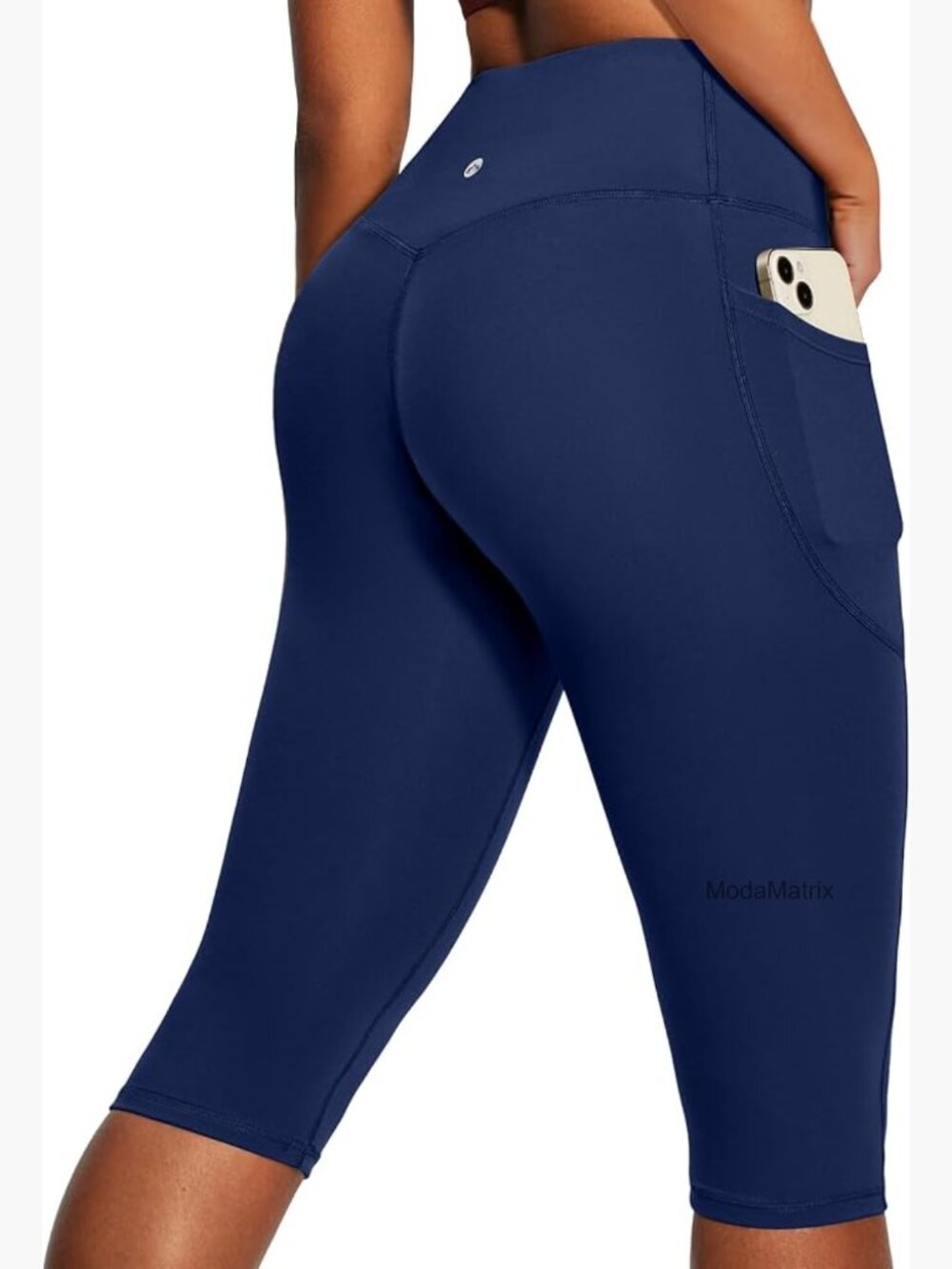 Capri Leggings with Pockets Tummy Control Knee Length Yoga Pants Workout